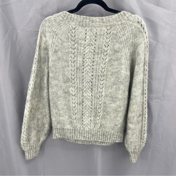 Point Sur Womens Pointelle Sweater Mohair Wool Blend Knitted Gray Small - Picture 7 of 8